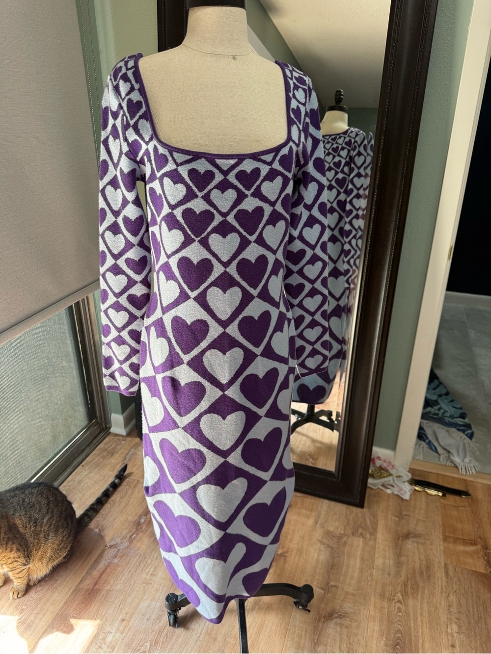 Purple Heart-Print Knit Farm Rio for Anthropologie
